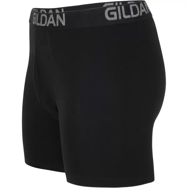 imageGildan Mens Underwear Cotton Stretch Boxer Briefs MultipackBlack Soot 5pack  Regular Leg