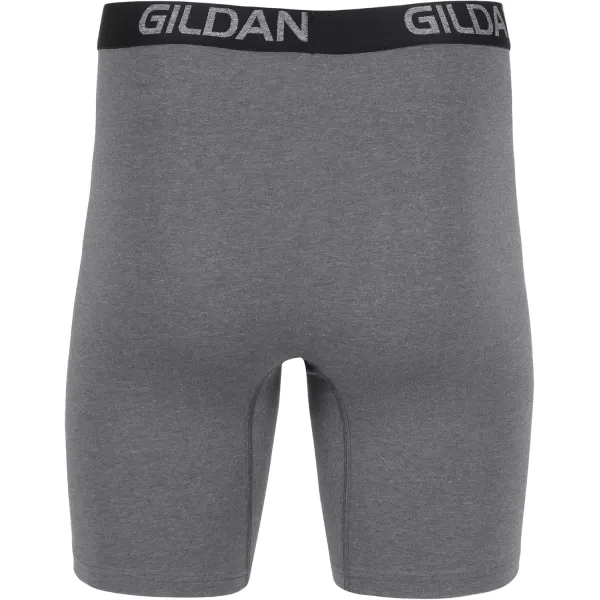 imageGildan Mens Underwear Cotton Stretch Boxer Briefs MultipackBlack SootHeather Dark GreyGreen Midnight 4pack  Long Leg