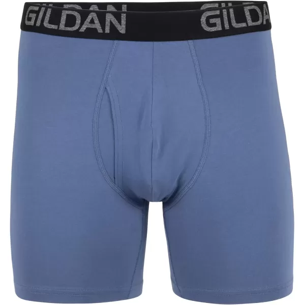 imageGildan Mens Underwear Cotton Stretch Boxer Briefs MultipackBlack SootSlate BlueGrey Flannel 5pack  Regular Leg