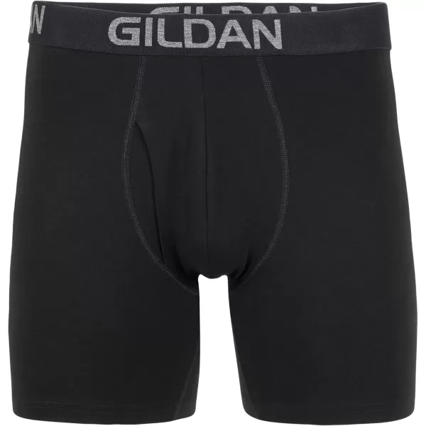 imageGildan Mens Underwear Cotton Stretch Boxer Briefs MultipackBlkHeather NavyStripeHeather Red 5pack  Regular Leg