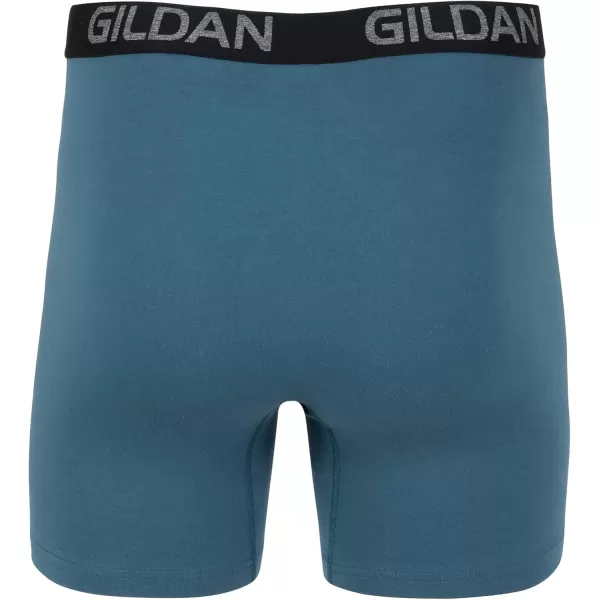 imageGildan Mens Underwear Cotton Stretch Boxer Briefs MultipackBlue CoveHawaiian BlueHeather Red Mark 5pack  Regular Leg