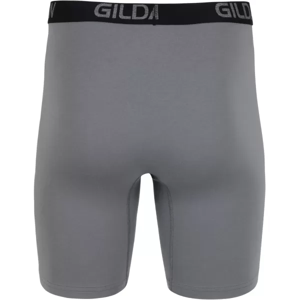 imageGildan Mens Underwear Cotton Stretch Boxer Briefs MultipackGrey FlannelBlack Soot 4pack  Long Leg