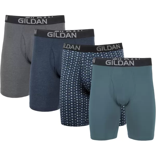 Hthr Dark Grey/Hthr Navy/Shapes/Blue (4-pack  Long Leg)