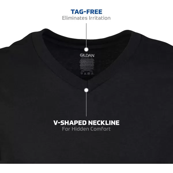 imageGildan Mens VNeck TShirts Multipack Style G1103Black 12pack