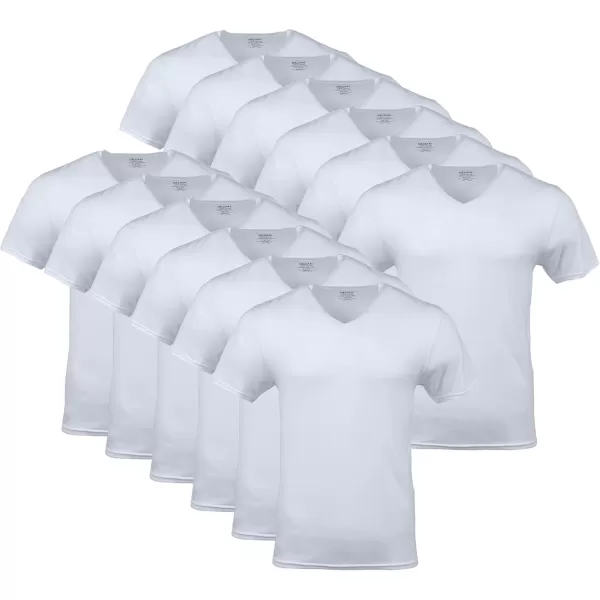 imageGildan Mens VNeck TShirts Multipack Style G1103White 12pack