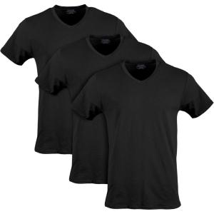 imageGildan Mens Cotton Stretch TShirts MultipackBlack Soot Vneck 3pack
