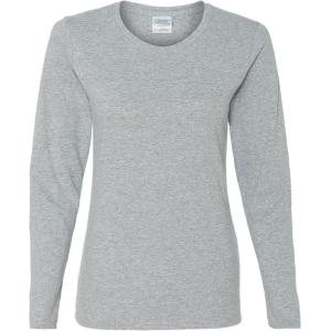 imageGildan Womens Heavy Cotton Long Sleeve TShirt 2PackAsh Grey