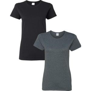 imageGildan Womens Heavy Cotton TShirt Style G5000L 2PackBlackDarkheather