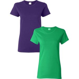 imageGildan Womens Heavy Cotton TShirt Style G5000L 2PackPurpleIrishgreen