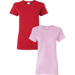 imageGildan Womens Heavy Cotton TShirt Style G5000L 2PackRedLightpink