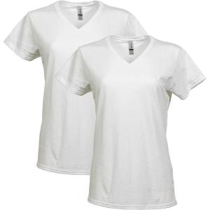 imageGildan Womens Heavy Cotton VNeck TShirt 2PackWhite