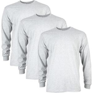 imageGildan Unisex Adult Ultra Cotton Long Sleeve TShirt Style G2400 MultipackAsh Grey 3pack
