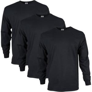 imageGildan Unisex Adult Ultra Cotton Long Sleeve TShirt Style G2400 MultipackBlack 3pack