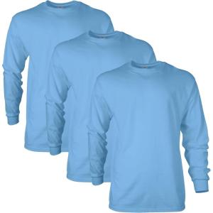 imageGildan Unisex Adult Ultra Cotton Long Sleeve TShirt Style G2400 MultipackCarolina Blue 3pack