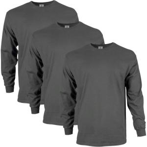 imageGildan Unisex Adult Ultra Cotton Long Sleeve TShirt Style G2400 MultipackCharcoal 3pack