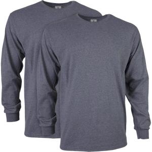 imageGildan Unisex Adult Ultra Cotton Long Sleeve TShirt Style G2400 MultipackDark Heather 2pack