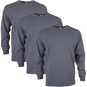 imageGildan Unisex Adult Ultra Cotton Long Sleeve TShirt Style G2400 MultipackDark Heather 3pack
