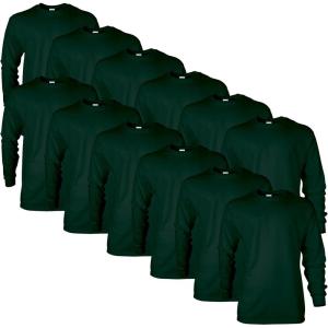 imageGildan Unisex Adult Ultra Cotton Long Sleeve TShirt Style G2400 MultipackForest Green 12pack