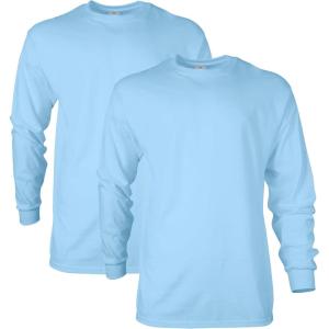 imageGildan Unisex Adult Ultra Cotton Long Sleeve TShirt Style G2400 MultipackLight Blue 2pack