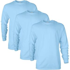 imageGildan Unisex Adult Ultra Cotton Long Sleeve TShirt Style G2400 MultipackLight Blue 3pack