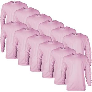 imageGildan Unisex Adult Ultra Cotton Long Sleeve TShirt Style G2400 MultipackLight Pink 12pack