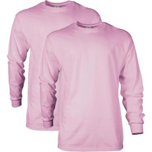 imageGildan Unisex Adult Ultra Cotton Long Sleeve TShirt Style G2400 MultipackLight Pink 2pack
