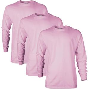 imageGildan Unisex Adult Ultra Cotton Long Sleeve TShirt Style G2400 MultipackLight Pink 3pack