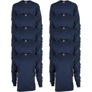 imageGildan Unisex Adult Ultra Cotton Long Sleeve TShirt Style G2400 MultipackNavy 10pack