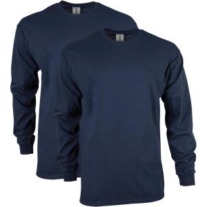 imageGildan Unisex Adult Ultra Cotton Long Sleeve TShirt Style G2400 MultipackNavy 2pack