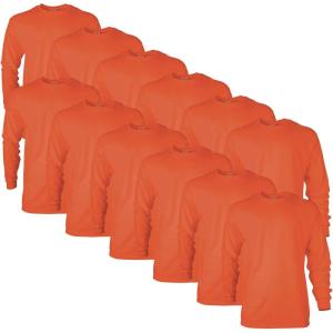 imageGildan Unisex Adult Ultra Cotton Long Sleeve TShirt Style G2400 MultipackOrange 12pack