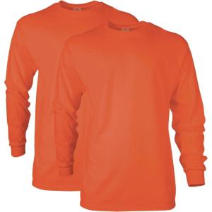 imageGildan Unisex Adult Ultra Cotton Long Sleeve TShirt Style G2400 MultipackOrange 2pack