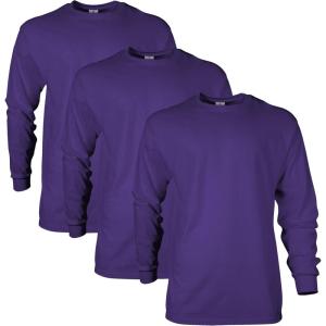 imageGildan Unisex Adult Ultra Cotton Long Sleeve TShirt Style G2400 MultipackPurple 3pack