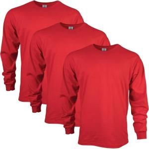 imageGildan Unisex Adult Ultra Cotton Long Sleeve TShirt Style G2400 MultipackRed 3pack