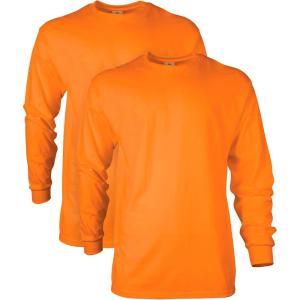 imageGildan Unisex Adult Ultra Cotton Long Sleeve TShirt Style G2400 MultipackSafety Orange 2pack