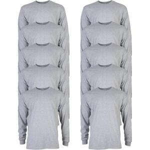 imageGildan Unisex Adult Ultra Cotton Long Sleeve TShirt Style G2400 MultipackSport Grey 10pack