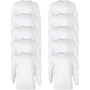imageGildan Unisex Adult Ultra Cotton Long Sleeve TShirt Style G2400 MultipackWhite 10pack