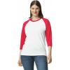 imageGildan Adult Heavy Cotton 34 Raglan TShirt Style G5700 2PackWhiteRed