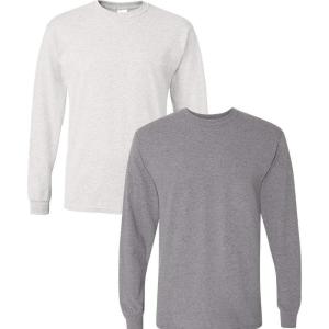 imageGildan Adult DryBlend Long Sleeve TShirt Style G8400 2PackAshgraphiteheather