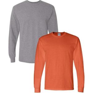 imageGildan Adult DryBlend Long Sleeve TShirt Style G8400 2PackGraphiteheatherorange