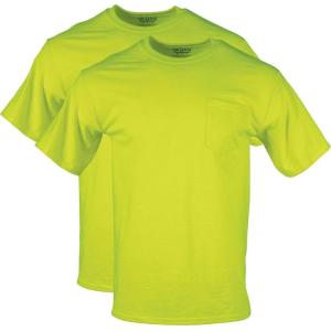 imageGildan Adult DryBlend Workwear TShirts with Pocket 2PackSafety Green