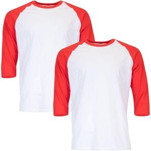 imageGildan Adult Heavy Cotton 34 Raglan TShirt Style G5700 2PackWhiteRed