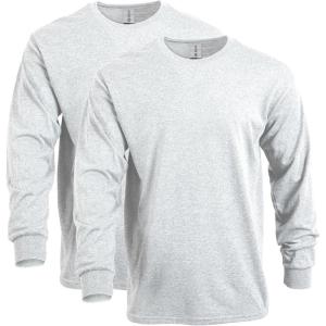 imageGildan Adult Heavy Cotton Long Sleeve TShirt Style G5400 2PackAsh Grey