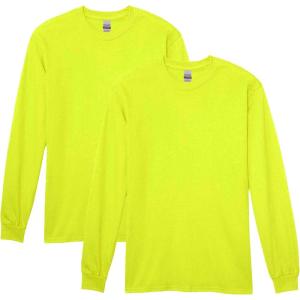 imageGildan Adult Heavy Cotton Long Sleeve TShirt Style G5400 2PackSafety Green