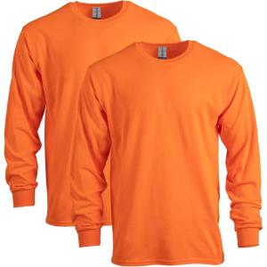 imageGildan Adult Heavy Cotton Long Sleeve TShirt Style G5400 2PackSafety Orange