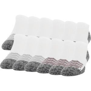 imageGildan Mens Active Strategic Cushion No Show Socks MultipairsWhiteGreyMerlot 12pairs
