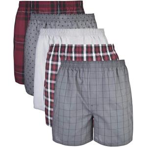 imageGildan Mens Underwear Boxers MultipackMixed RedGrey 5pack