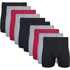 imageGildan Mens Underwear Covered Waistband Boxer Briefs MultipackBlackGarnetGraphite 10pack
