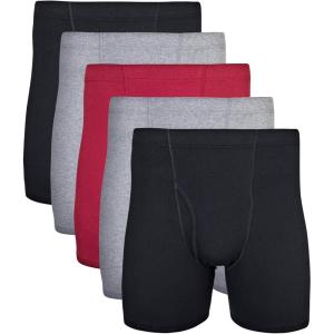 imageGildan Mens Underwear Covered Waistband Boxer Briefs MultipackBlackGarnetGraphite 5pack