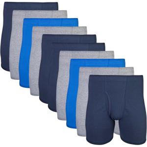 imageGildan Mens Underwear Covered Waistband Boxer Briefs MultipackMixed Royal 10pack