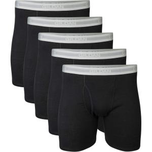 imageGildan Mens Underwear Boxer Briefs MultipackBlack 5pack  Classic Length